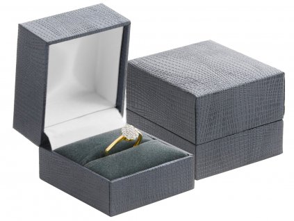Luxusná koženková čierna krabička na prsteň alebo náušnice