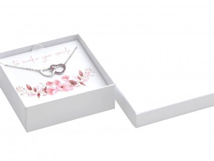 Biela papierová krabička s venovaním na strednú sadu šperkov