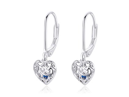 Strieborné náušnice Visiace Double Love Srdce Ag 925/1000 +Darčeková krabička zdarma