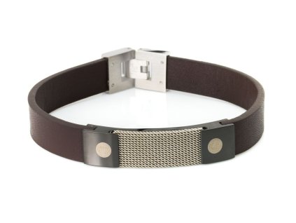 Kožený náramok Chain Armor Dark chirurgická oceľ +Darčeková krabička zdarma