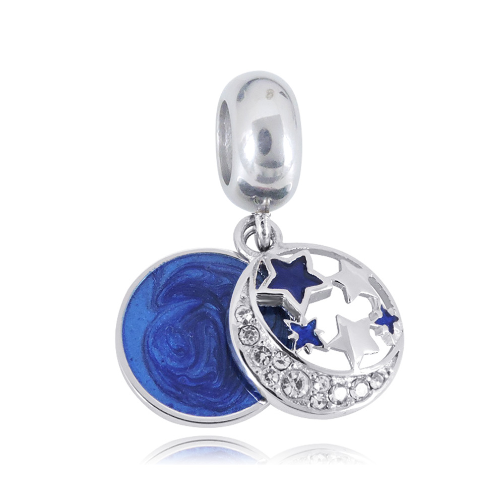 E-shop Linda's Jewelry Prívesok na náramok Mesiac a Hviezdy chirurgická oceľ IP036