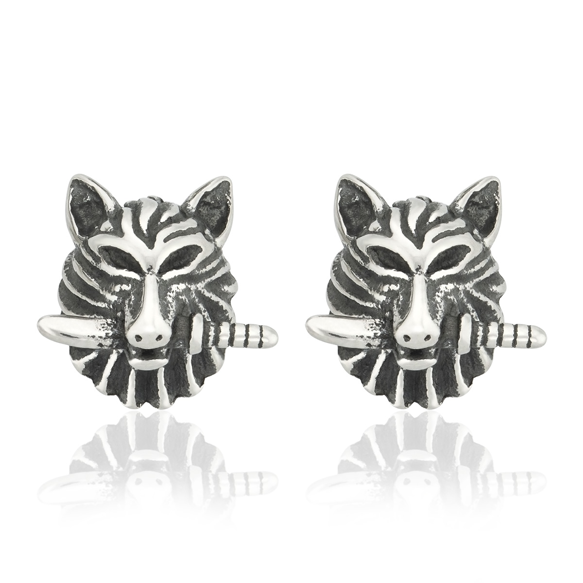 Sam's Artisans Náušnice Vlk s Mečom chirurgická oceľ INM055