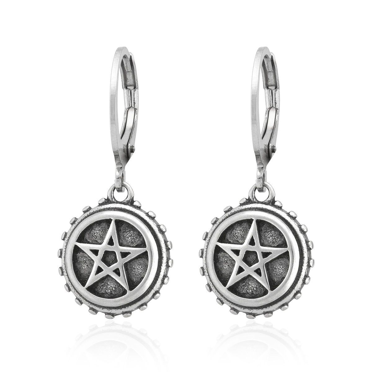 E-shop Sam's Artisans Náušnice Visiace Pentagram chirurgická oceľ INM080