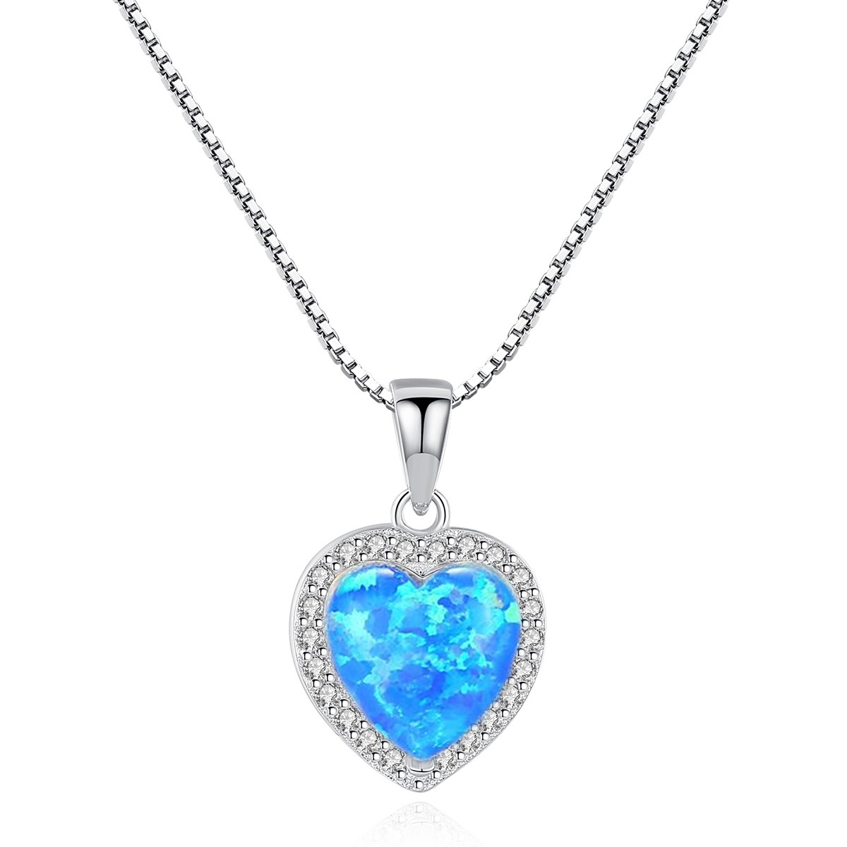 E-shop Linda's Jewelry Strieborný náhrdelník Opálové Srdce Ag 925/1000 INH180