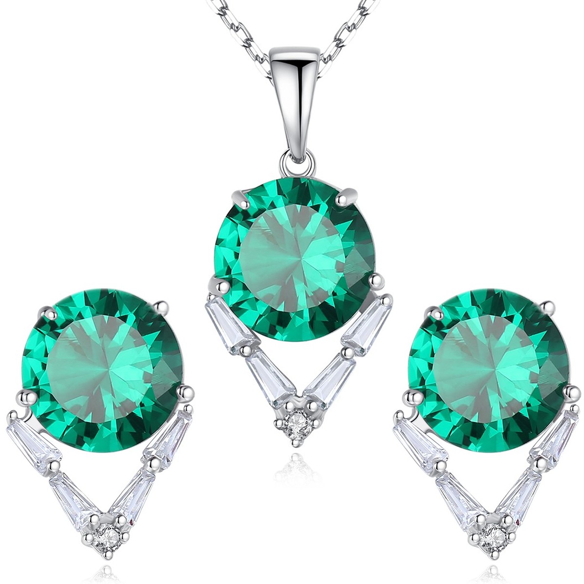Linda\'s Jewelry Zvýhodnená sada šperkov Green & Crystal Ag 925/1000 IS094