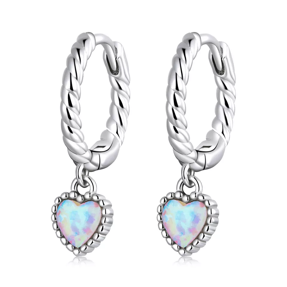 E-shop Linda's Jewelry Strieborné náušnice Opálové Srdce Ag 925/1000 IN405