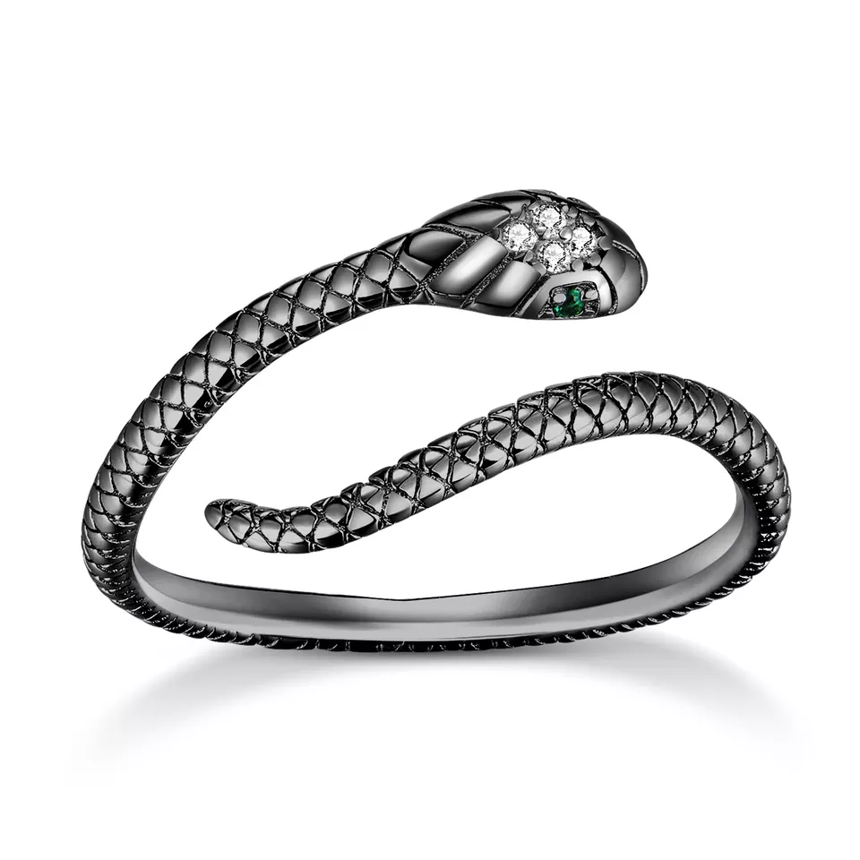 E-shop Linda's Jewelry Strieborný prsteň Kráľovná Hadov Black Ag 925/1000 IPR122-UNI