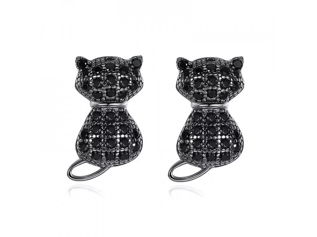E-shop Linda's Jewelry Strieborné náušnice Glamour Cat Ag 925/1000 IN428