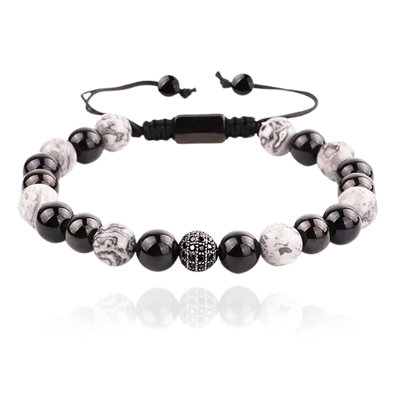Linda\'s Jewelry Korálkový náramok Dual Color Black & Grey INR208