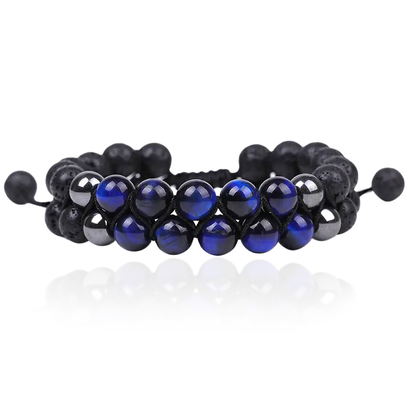 E-shop Sam's Artisans Korálkový náramok Double Blue Tiger Eye INRM226