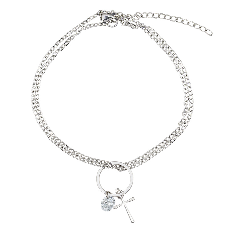 Linda\'s Jewelry Náramok na nohu Kruh a Kríž chirurgická oceľ INR232