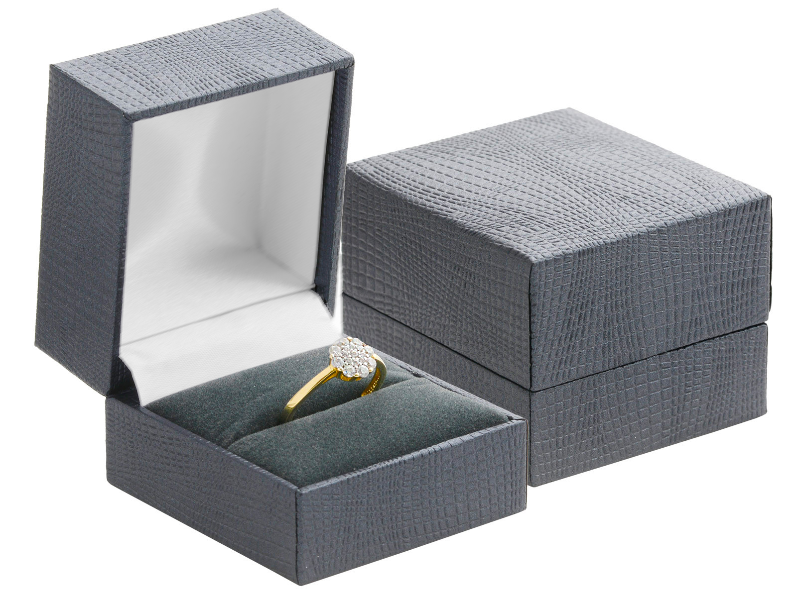 E-shop JKBOX Luxusná koženková čierna krabička na prsteň alebo náušnice IK031-SAM Značka: Linda's Jewelry