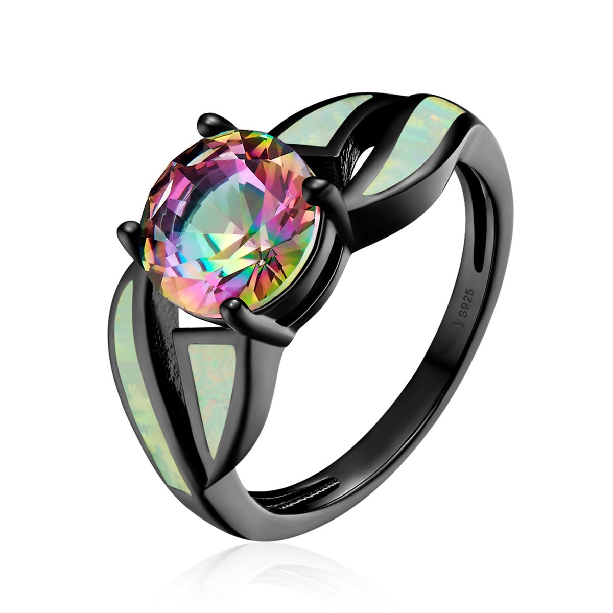 E-shop Linda's Jewelry Strieborný prsteň Wonder čierny s opál Ag 925/1000 IPR063-58