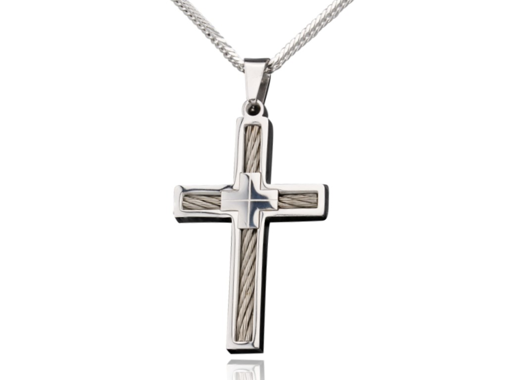 Linda's Jewelry Náhrdelník kríž Steel Rope chirurgická oceľ INH064 Dĺžka: 45 cm