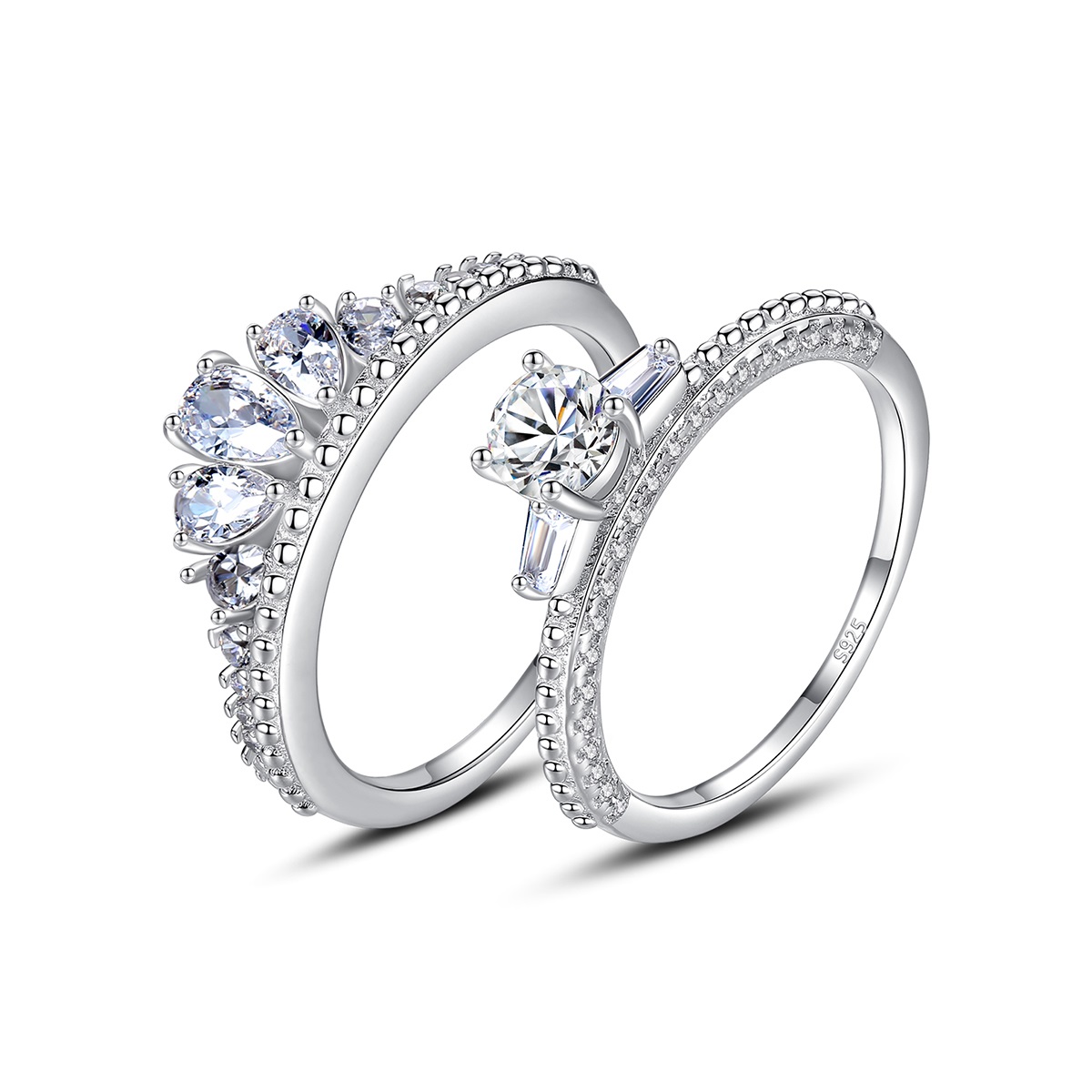 E-shop Linda's Jewelry Strieborný dvojitý prsteň Tiara Ag 925/1000 IPR095-9-5