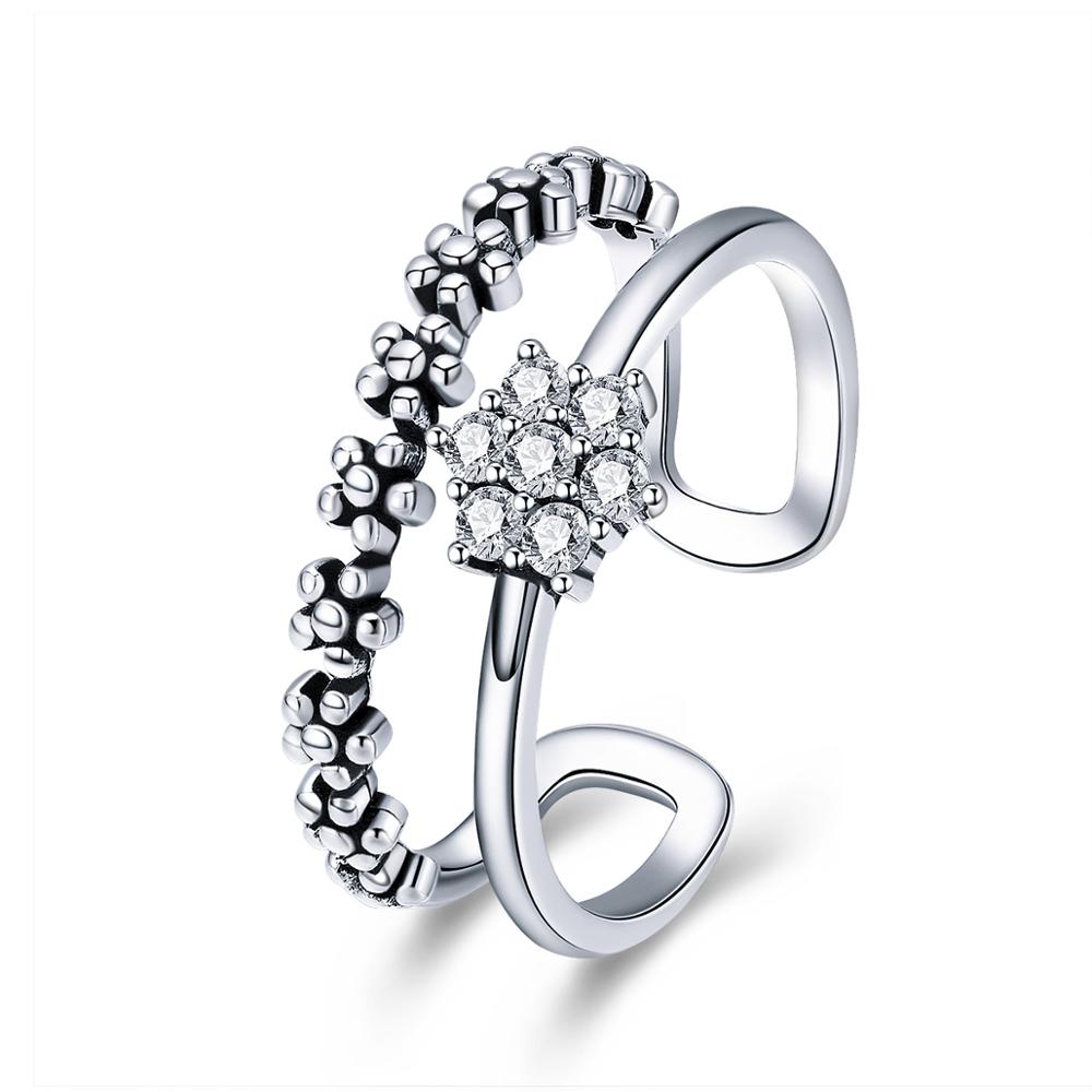 E-shop Linda's Jewelry Strieborný dvojitý prsteň Kvety Ag 925/1000 IPR075