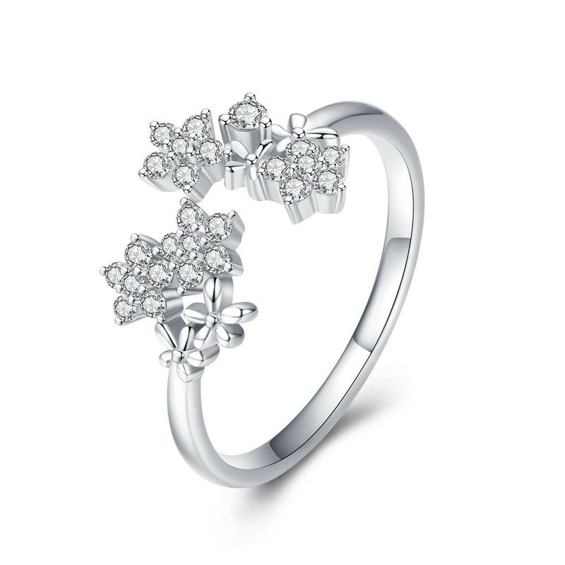 E-shop Linda's Jewelry Strieborný prsteň Zirkónové Kvetinky Ag 925/1000 IPR057