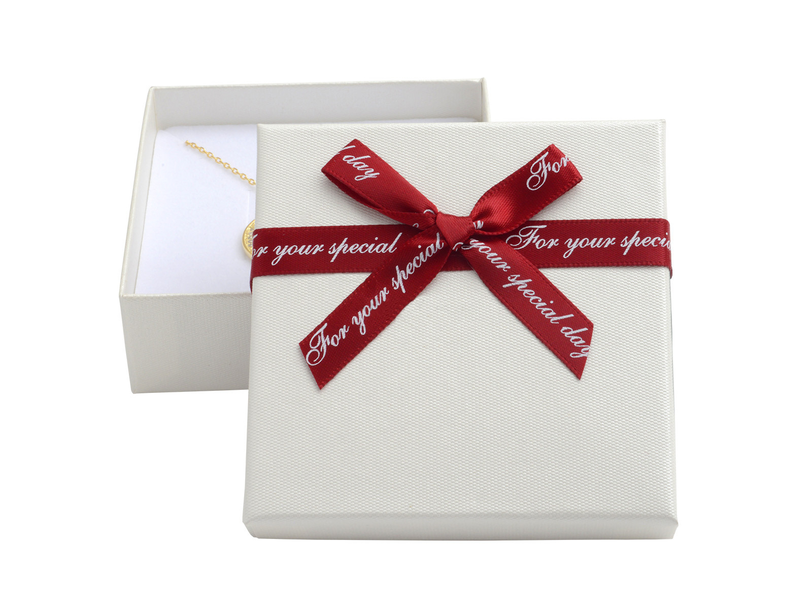 E-shop JKBOX Papierová krabička s bordó mašľou Special Day na strednej sadu šperkov IK005