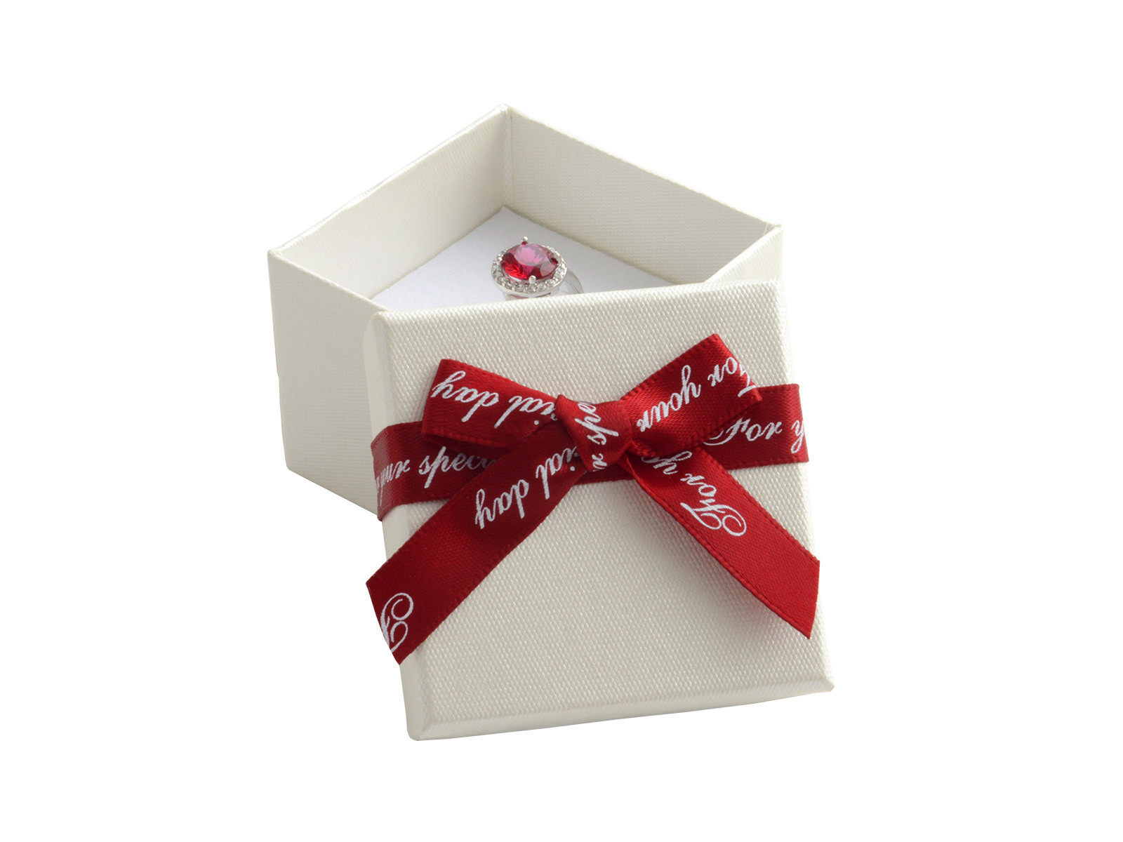 E-shop JKBOX Papierová krabička s bordó mašľou Special Day na náušnice alebo prsteň IK009