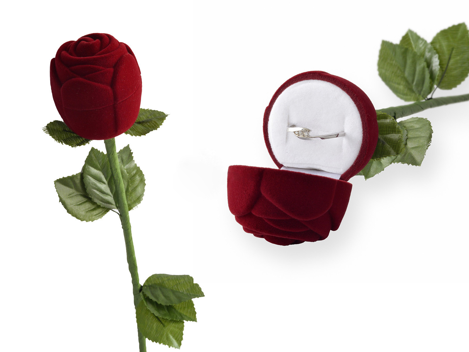 E-shop Zamatová krabička ruža z lásky na prsteň alebo napichovacie náušnice IK024