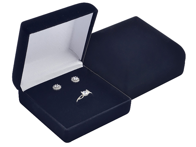 JKBOX Zamatová čierna krabička Elegance na malú sadu šperkov IK029