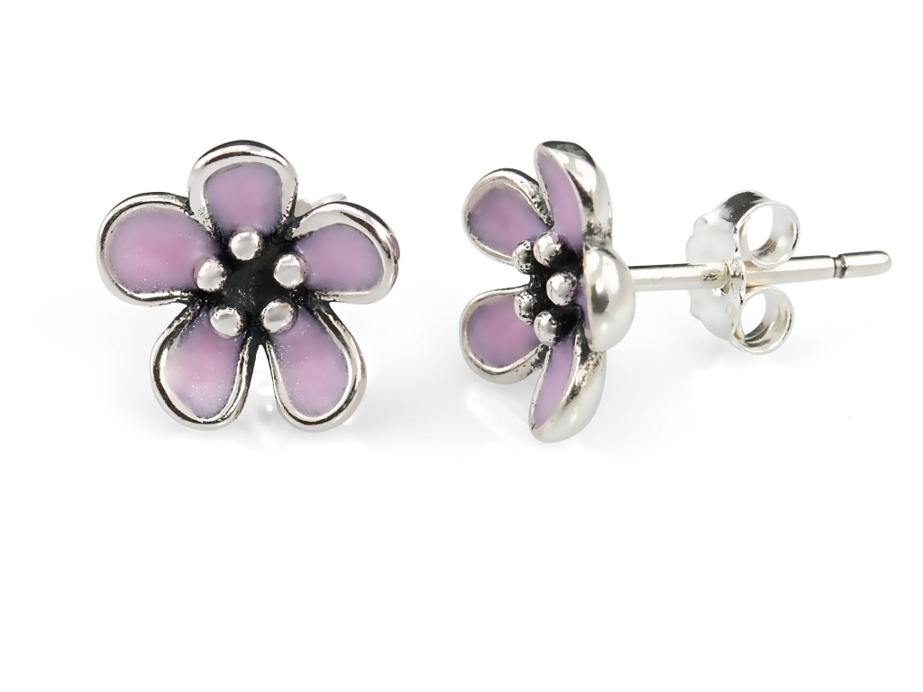 E-shop Linda's Jewelry Strieborné napichovacie náušnice Flower pink Ag 925/1000 IN012