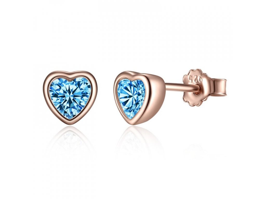 E-shop Linda's Jewelry Strieborné napichovacie náušnice Srdiečko Love modré Ag 925/1000 IN056