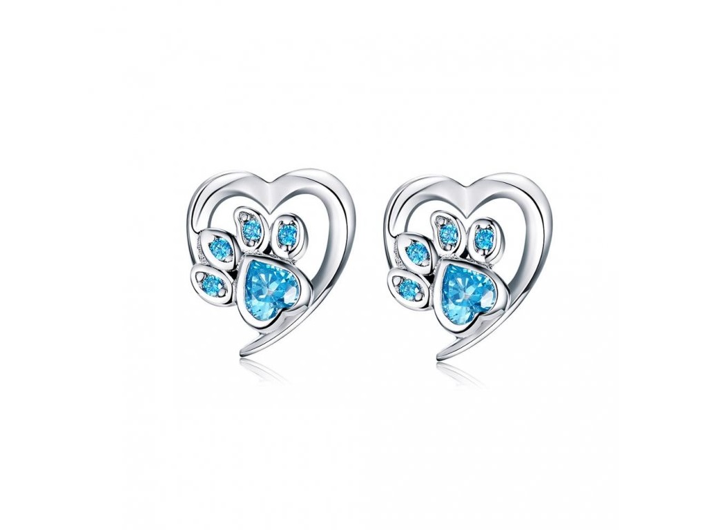 E-shop Linda's Jewelry Strieborné napichovacie náušnice Love Pets Blue Ag 925/1000 IN094