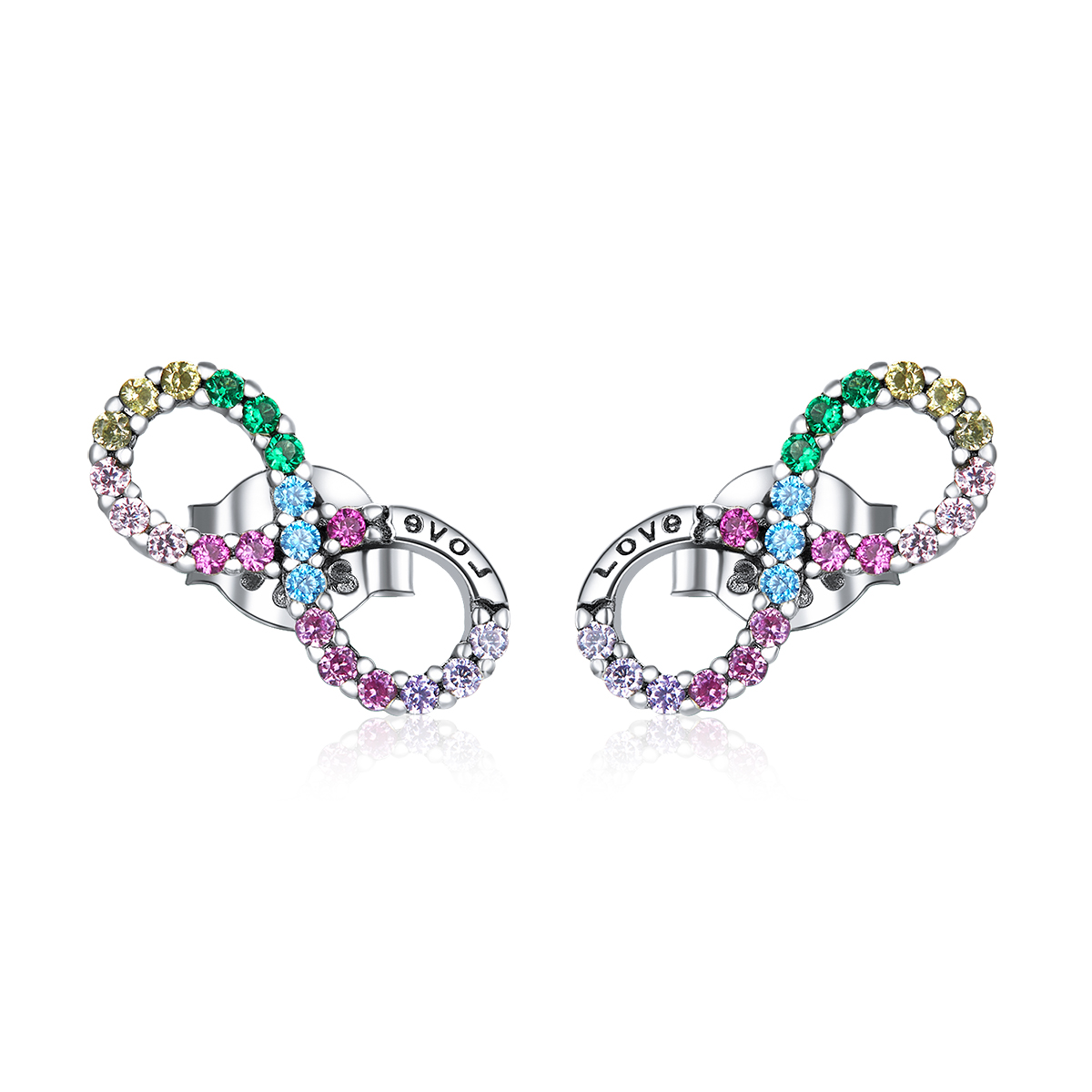 E-shop Linda's Jewelry Strieborné napichovacie náušnice Infinite Rainbow Ag 925/1000 IN147