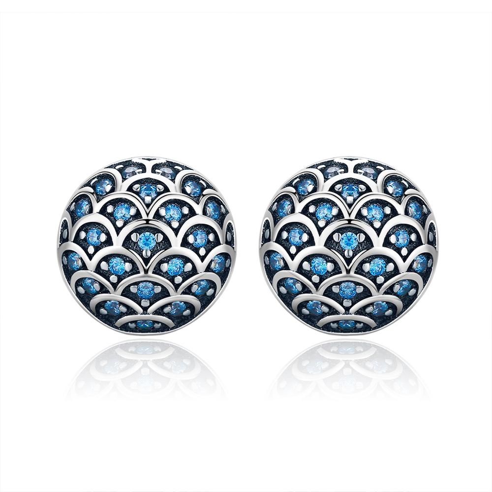 E-shop Linda's Jewelry Strieborné napichovacie náušnice Blue Scales Ag 925/1000 IN155
