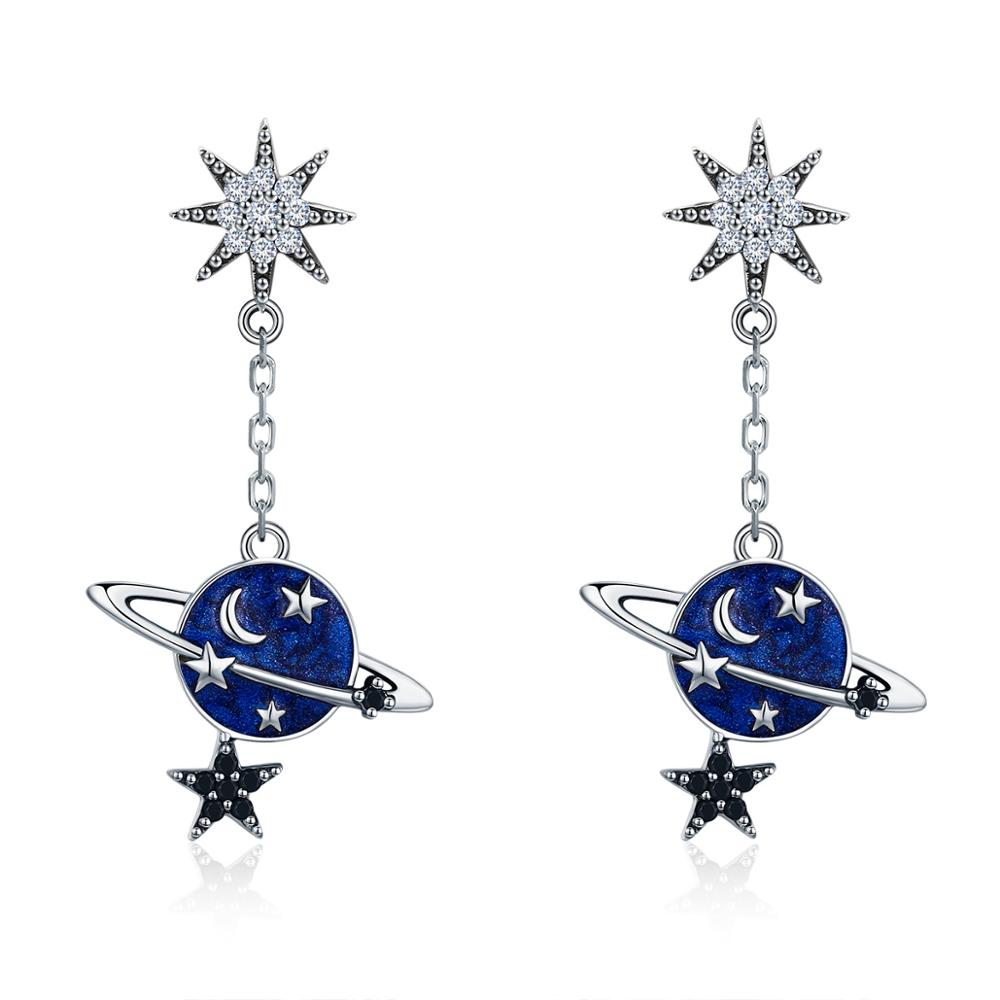 E-shop Linda's Jewelry Strieborné náušnice Visiace Mesiac a Hviezdy Ag 925/1000 IN176