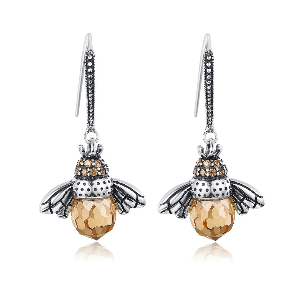 E-shop Linda's Jewelry Strieborné náušnice Včelí Kráľovná Visací Ag 925/1000 IN200