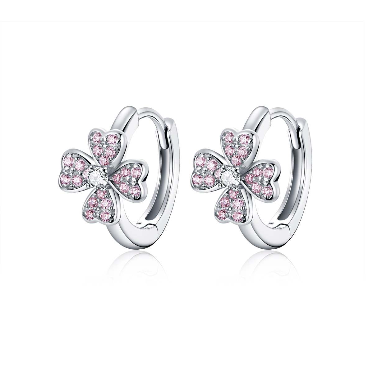 E-shop Linda's Jewelry Strieborné náušnice Ružový Štvorlístok Ag 925/1000 IN204