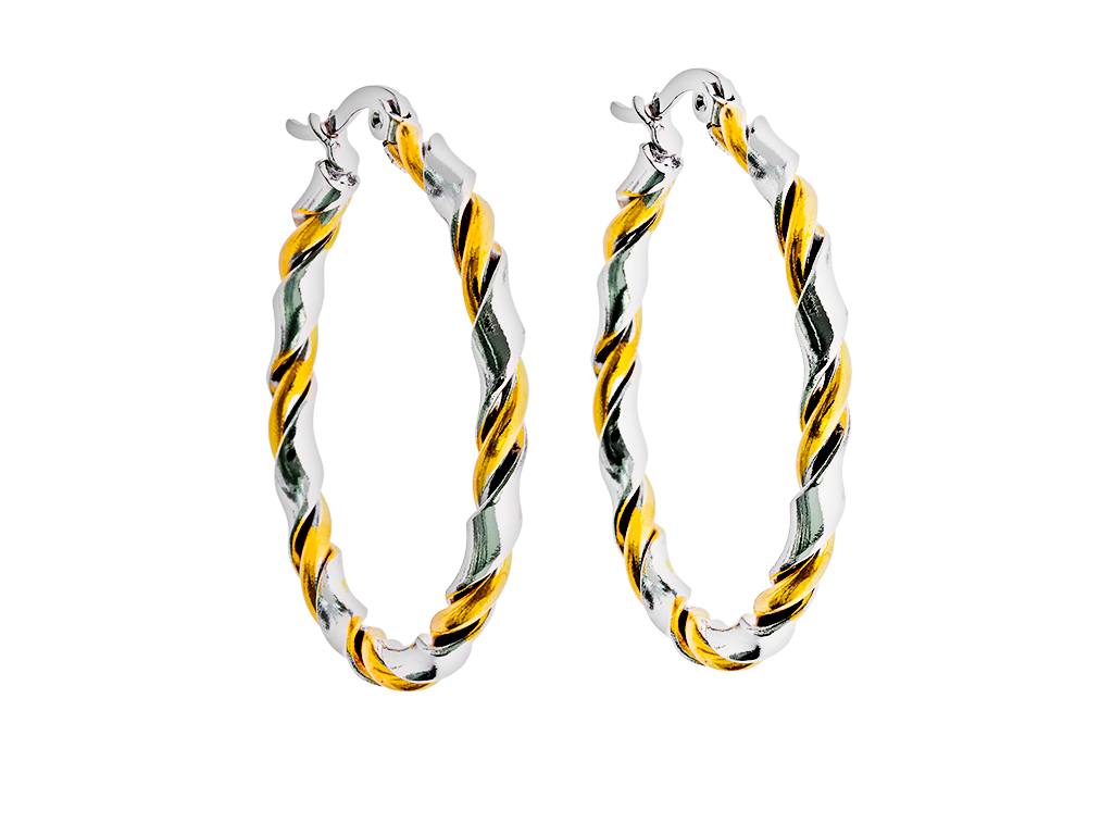 Linda\'s Jewelry Náušnice Kruhy Twisted Double chirurgická oceľ IN255