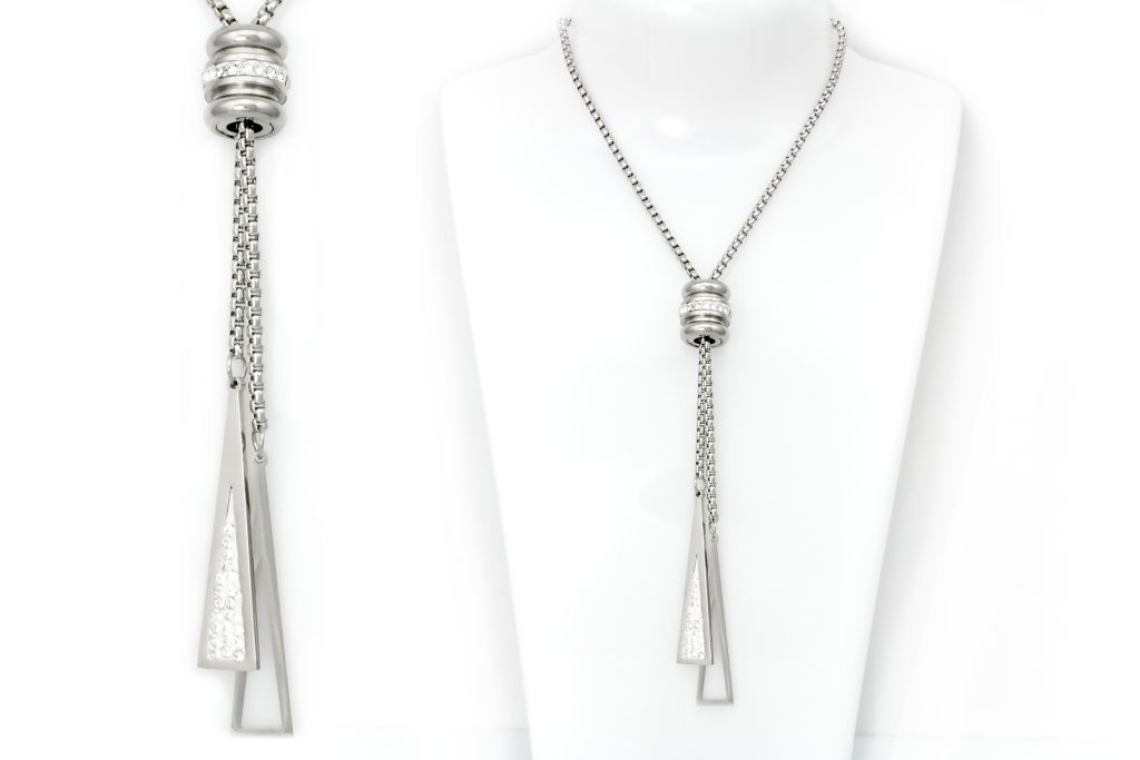 E-shop Linda's Jewelry Náhrdelník Shiny Circle and Triangle chirurgická oceľ INH013