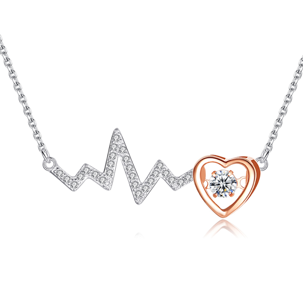 E-shop Linda's Jewelry Strieborný náhrdelník so zirkónmi Love Srdcebeat Ag 925/1000 INH027