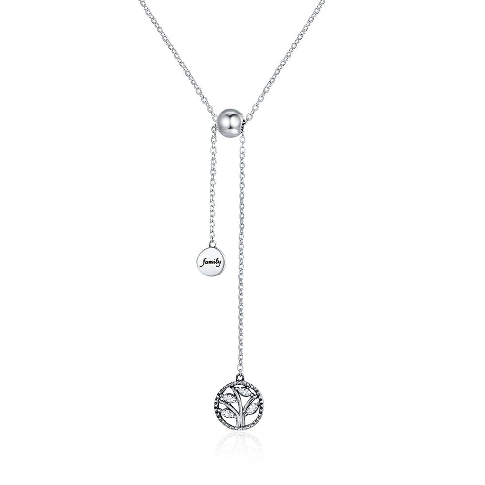 Linda\'s Jewelry Strieborný náhrdelník so zirkónmi Family Tree Ag 925/1000 INH037