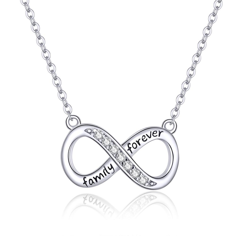 E-shop Linda's Jewelry Strieborný náhrdelník so zirkónmi Nekonečno Forever Family Ag 925/1000 INH042
