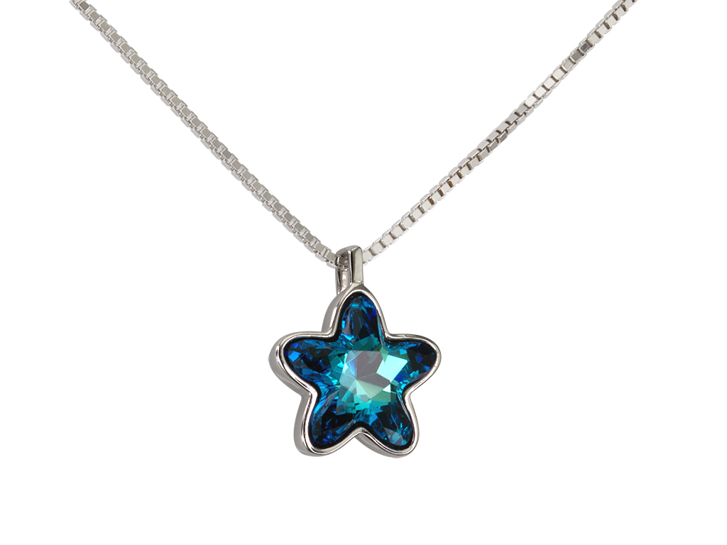 E-shop Linda's Jewelry Strieborný náhrdelník Modrá hviezda Ag 925/1000 INH048