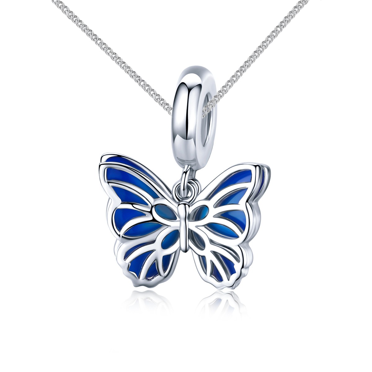 E-shop Linda's Jewelry Strieborný náhrdelník Modrý Motýľ Ag 925/1000 INH111