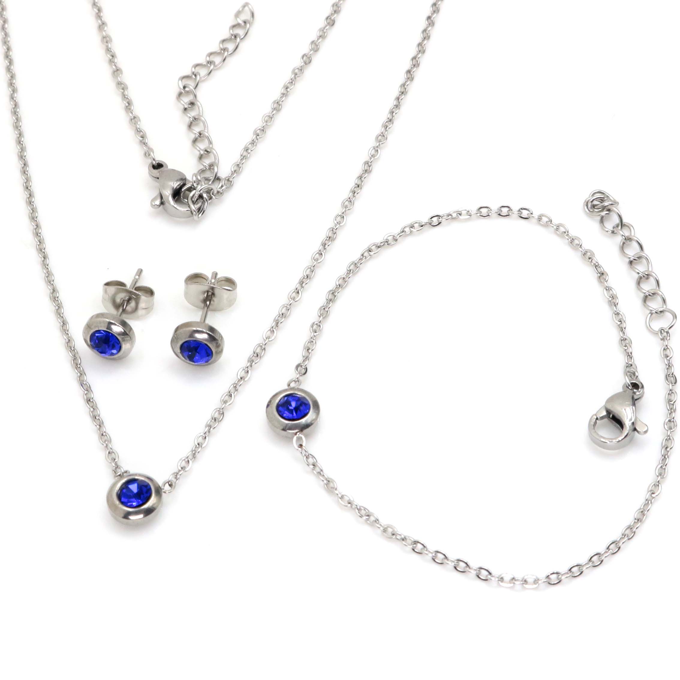 E-shop Linda's Jewelry Sada šperkov modrá Circle chirurgická oceľ IS026