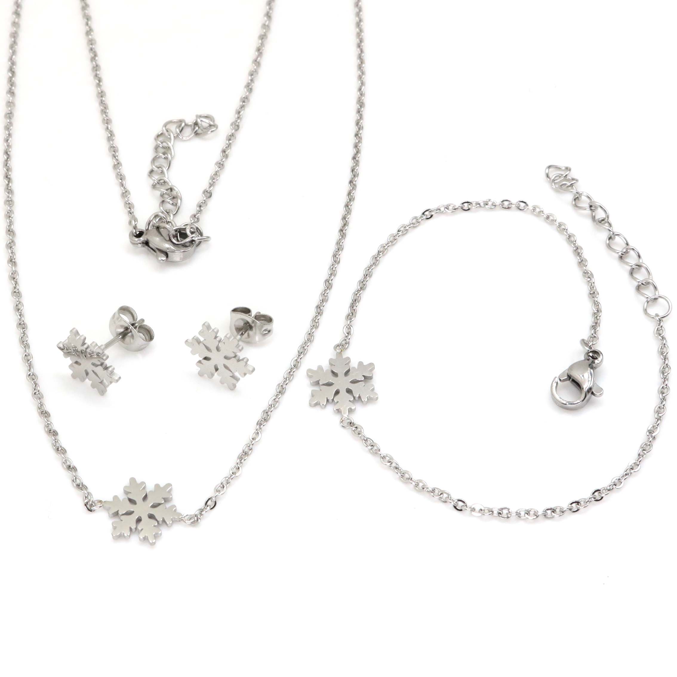 E-shop Linda's Jewelry Sada šperkov Snehová Vločka chirurgická oceľ IS027