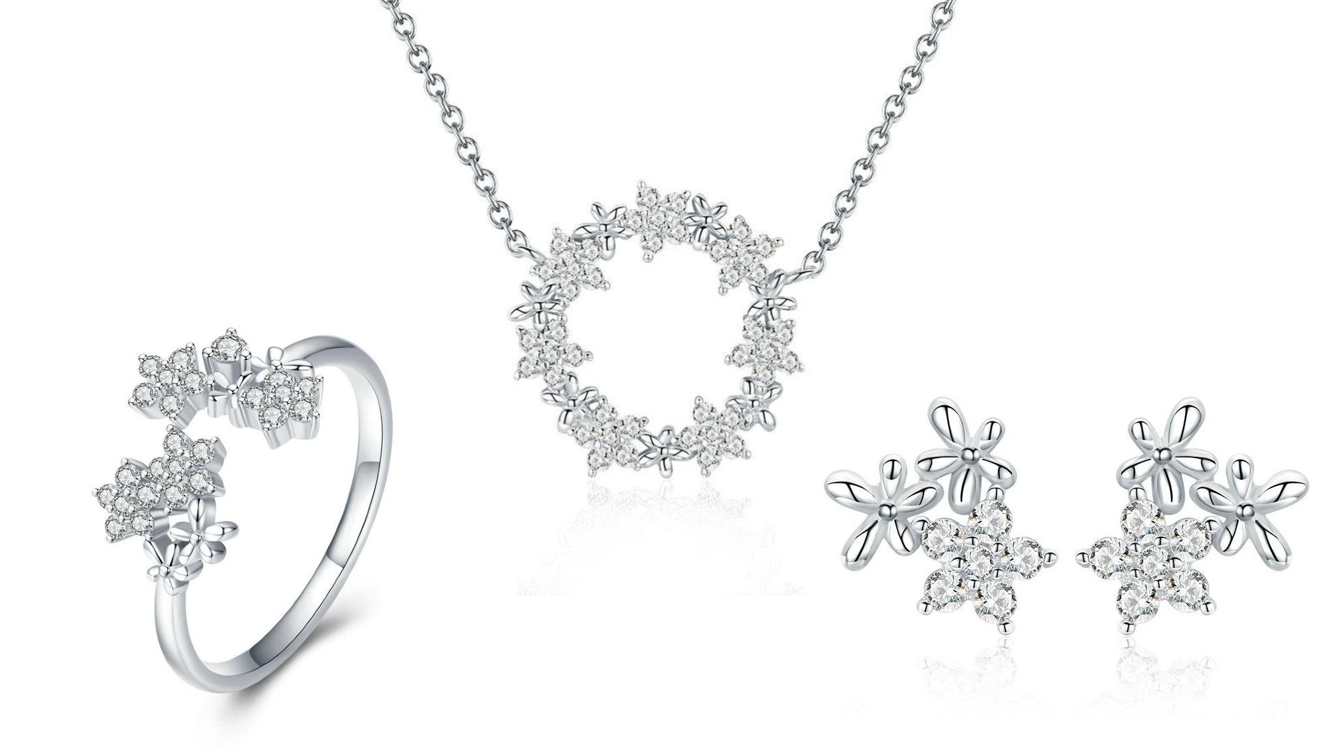 E-shop Linda's Jewelry Zvýhodnená sada šperkov Zirkónové Kvetinky Ag 925/1000 IS049