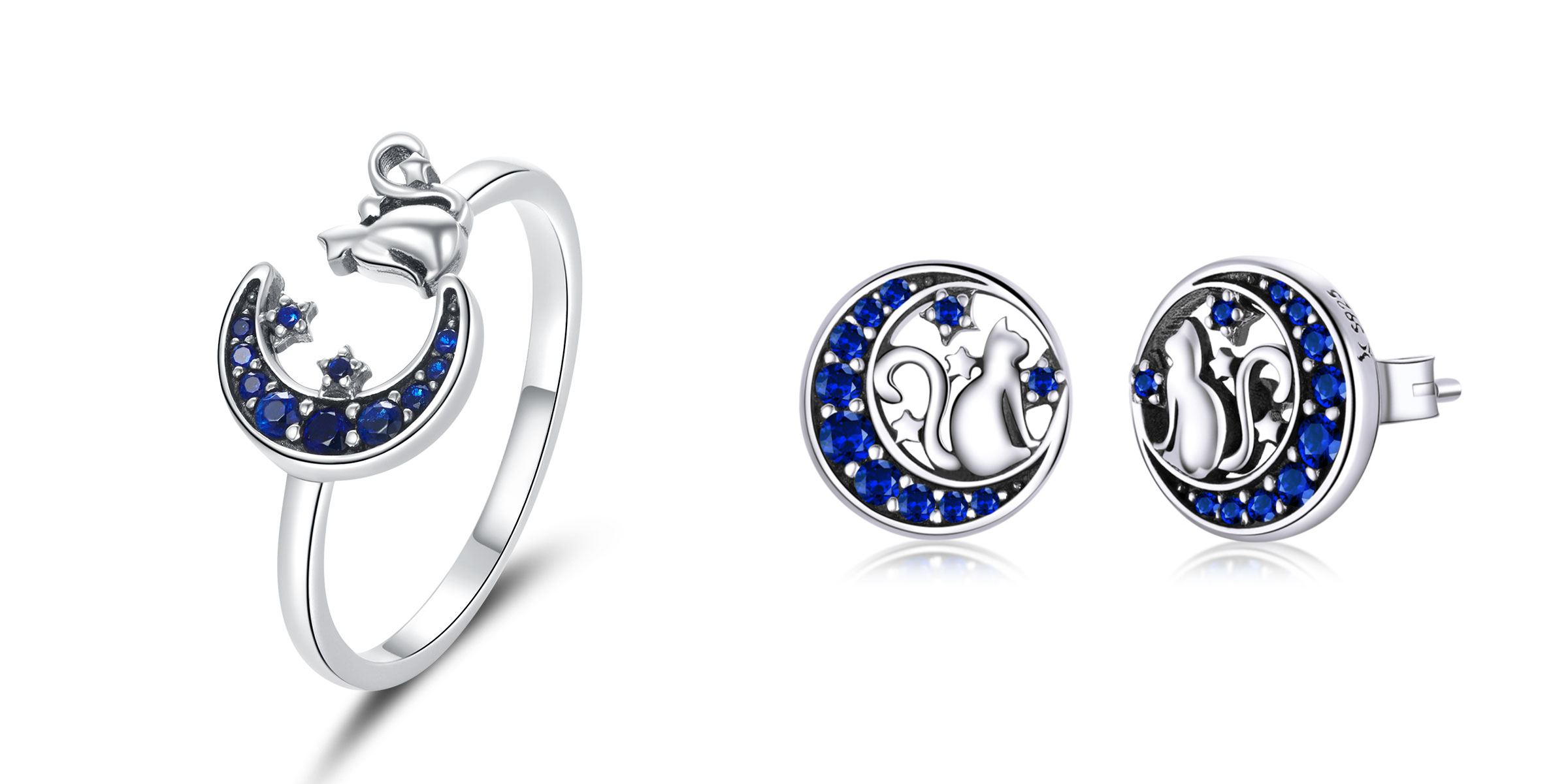 E-shop Linda's Jewelry Zvýhodnená sada šperkov Mačka na mesiaci Ag 925/1000 IS062