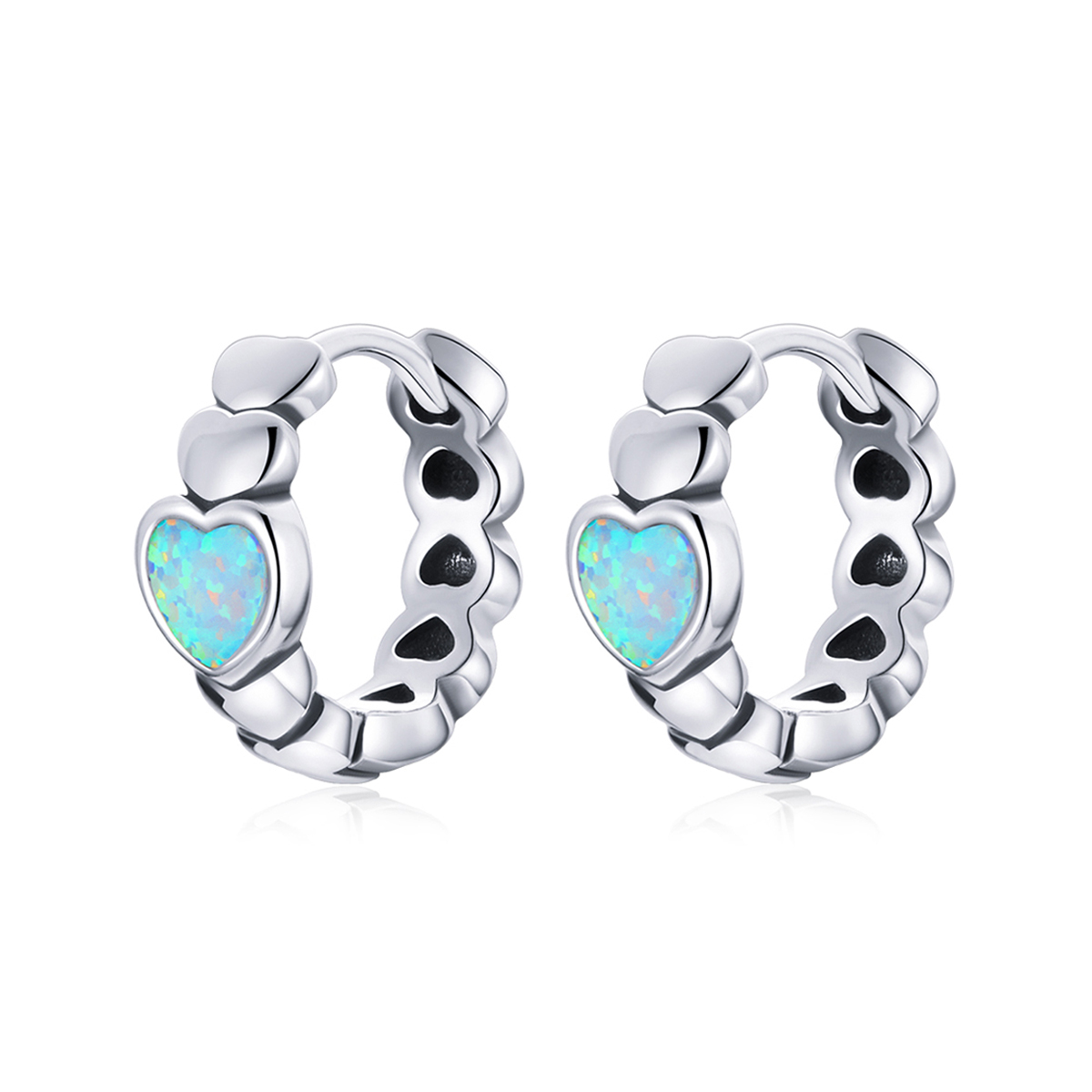 E-shop Linda's Jewelry Strieborné náušnice Opálové Srdce IN295