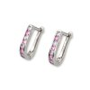 Strieborné náušnice Kruhy Stredná Pink & Silver Zirkón Ag 925/1000  +Darčeková krabička zdarma