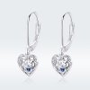 Strieborné náušnice Visiace Double Love Srdce Ag 925/1000  +Darčeková krabička zdarma