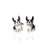 Strieborné napichovacie náušnice Francúzsky buldoček Pecky Ag 925/1000  +Darčeková krabička zdarma