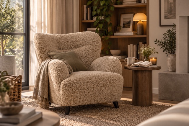 Křeslo ušák LUNARO od House Nordic ve světle hnědém provedení