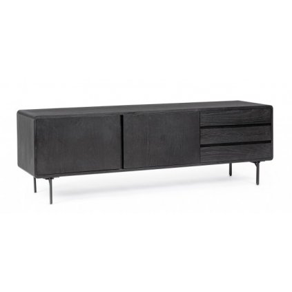 Dřevěný TV stolek WIDALD 160x50 cm černý